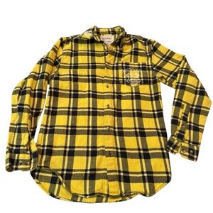 Cakeworthy Harry Potter Hufflepuff flannel long sleeve button-up shirt.